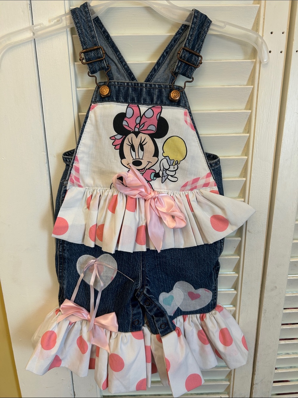 Gap- Minnie Mouse Pink Polka Dot Denim Overalls for Kids